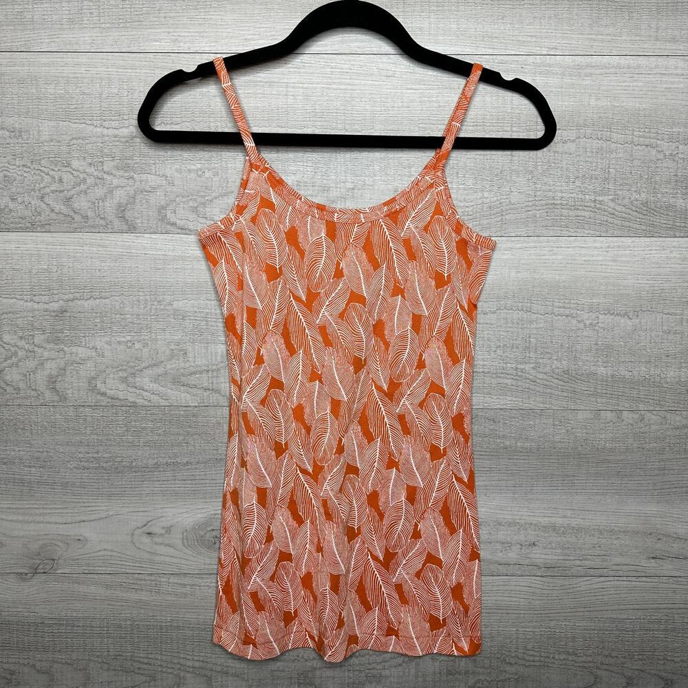 Banana Republic Orange Palm Leaf Tank Top Medium